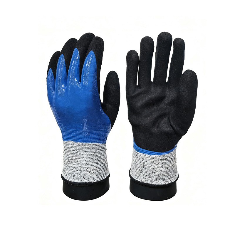 डबल डुबकी पूर्ण रेतीली नाइट्राइल पाम कोटेड कट रेसिस्टन।